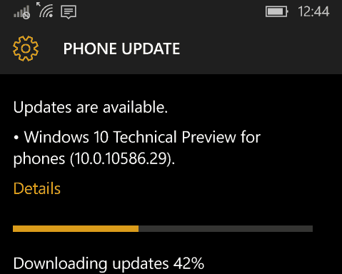 Windows 10 Mobile Build 10586.29 Returnerar för Windows Phone
