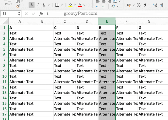Skriver över en Excel-kolumn