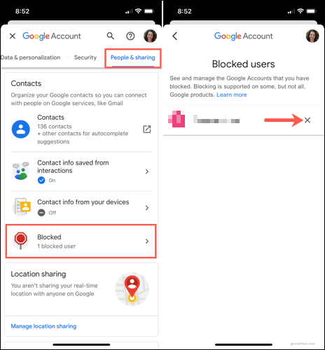 Avblockera en användare i Google Drive på mobilen