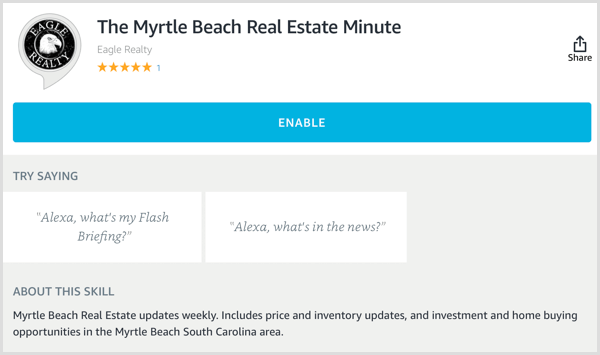 Se beskrivningen för en färdighet i Alexa Skill Store.