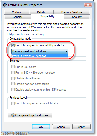 hur man visar kompatibilitetsinformation för en Windows 7 msi-fil