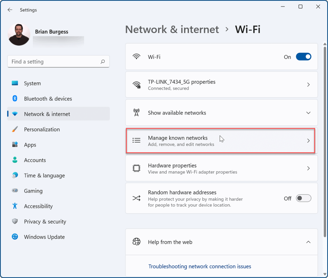 Glöm ett Wi-Fi-nätverk i Windows 11
