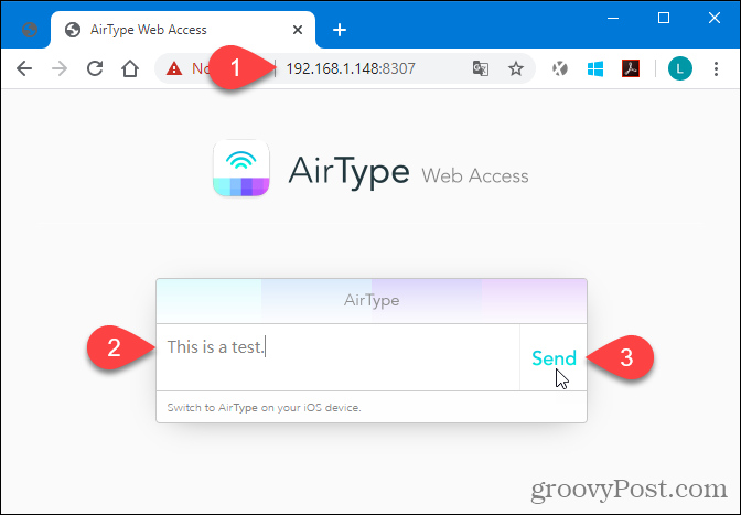 Använda AirType i webbläsaren