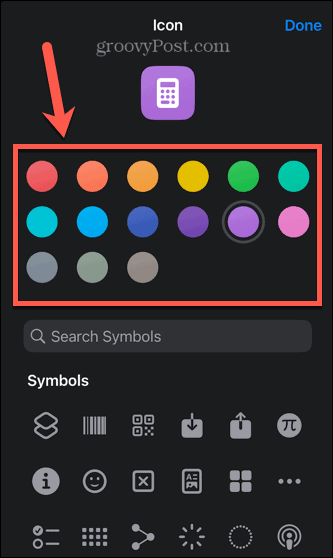 iphone genväg ikon färg