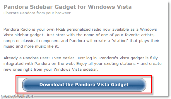 ladda ner Pandora gadget Windows 7