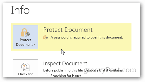 Lösenordsskydd och kryptering av Office 2013-dokument: Bekräfta skydd
