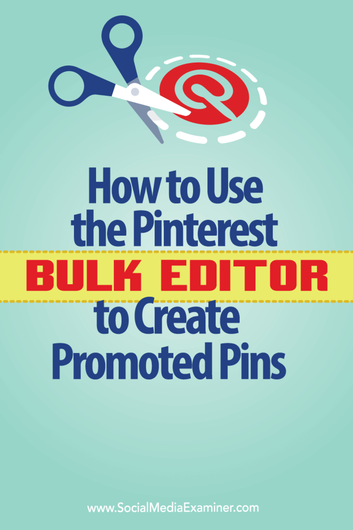 Så här använder du Pinterest Bulk Editor för att skapa promoterade pins: Social Media Examiner
