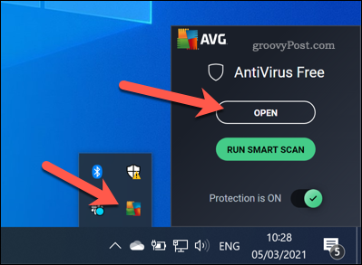 Öppna AVG-gränssnittet i Windows