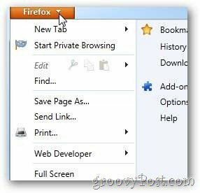 Firefox Arrow öppna alternativ