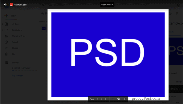 Öppna en PSD-fil i Google Drive