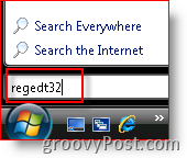 Windows Vista lanserar regedt32 från sökfältet