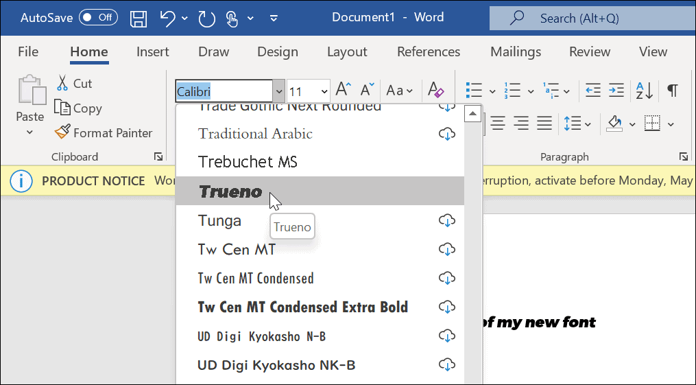 Nytt typsnitt i Microsoft word