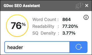 GDoc SEO Assistant justerat resultat