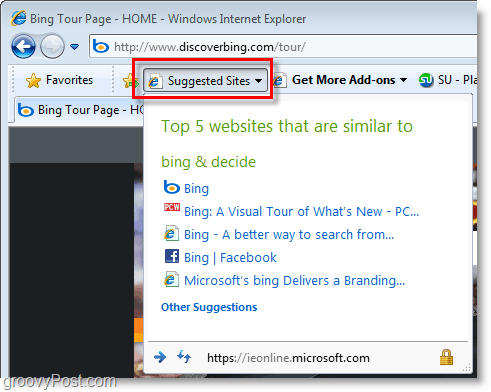 Internet Explorer 8 - föreslagna webbplatser är irriterande!