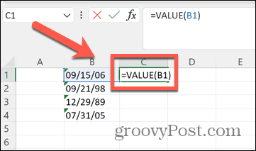 Excel värde formel