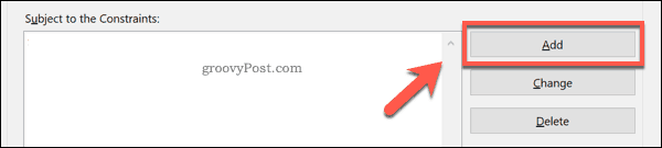 Lägga till en Excel Solver-begränsning