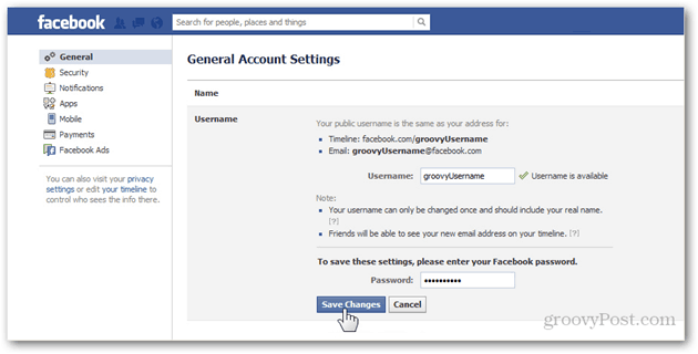 facebook allmänna kontoinställningar inställningar hantera allmänna användarnamn användarnamn lösenord spara ändringar bekräfta