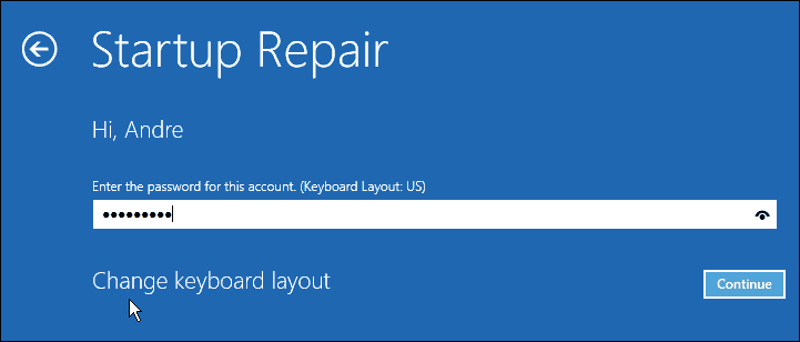 start lösenord för reparation