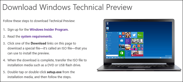 Ladda ner teknisk förhandsvisning av Windows 10