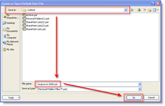 Hur man skapar PST-filer med Outlook 2003 eller Outlook 2007