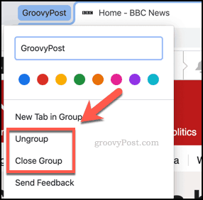 Stäng eller gruppera flikgrupper i Chrome