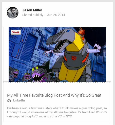 Jason Miller publicerare inlägg på Google Plus