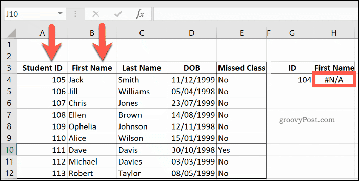 VLOOKUP returnerar ett NA-fel i Excel