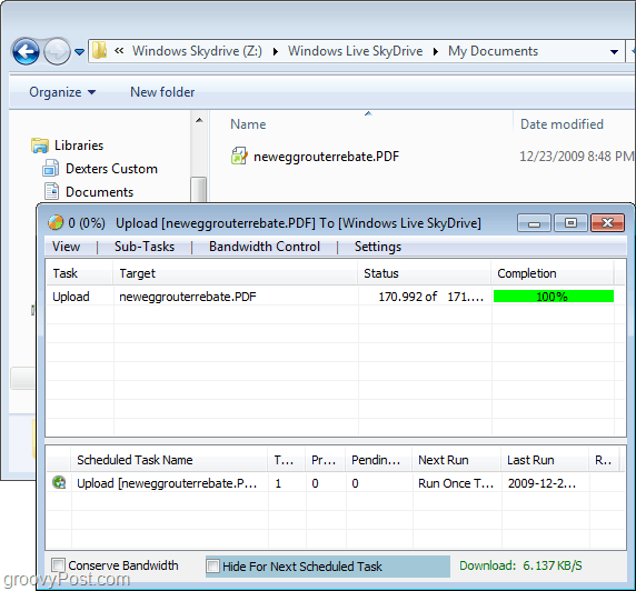 ladda upp filer till skydrive genom Windows Explorer