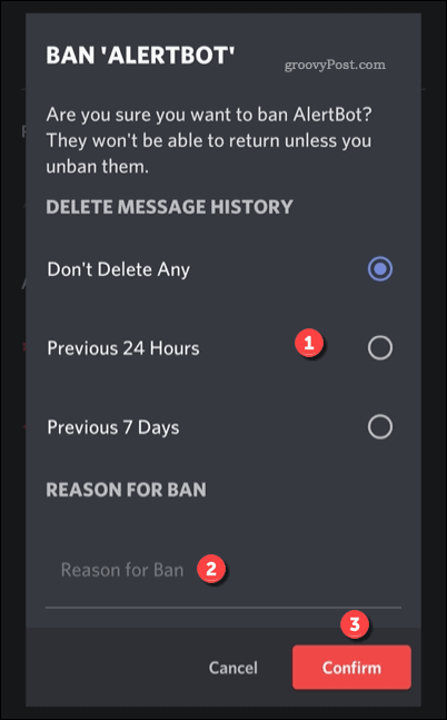 Alternativ för att förbjuda en användare på Discord