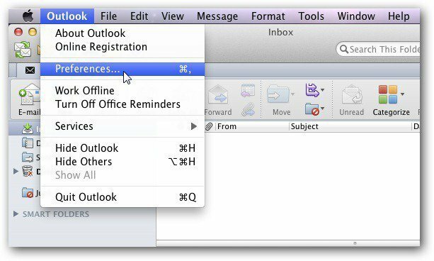 Inställningar för Outlook Mac