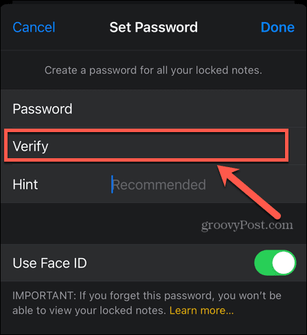 iphone verifiera lösenord