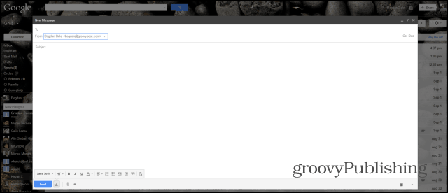 Ny Gmail Compose-helskärm tillämpad