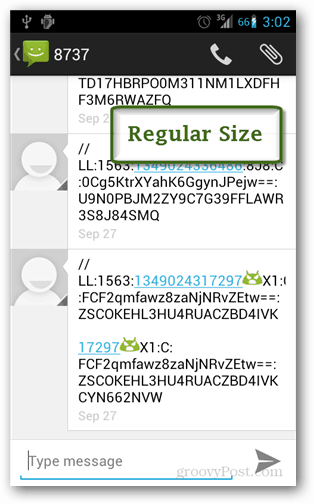text med vanlig storlek i Android