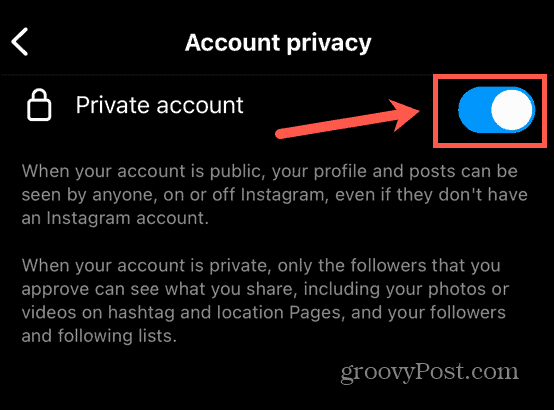 instagram aktivera privat