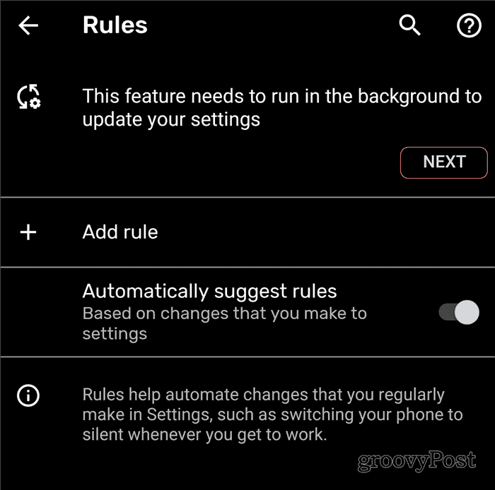 Android regler bakgrund