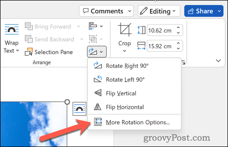 Fler rotationsalternativ i Word