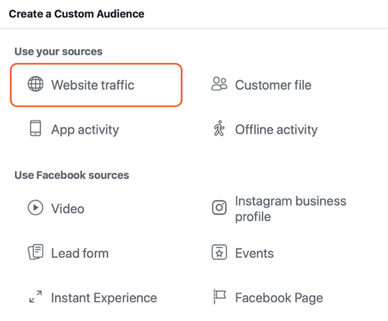 Hur man skapar Facebook-räckviddsannonser, exempel på webbplatsens trafikmålgruppsinställning för annonser