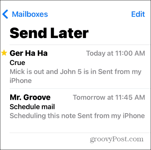 Schemalägg e-postmeddelanden på iPhone