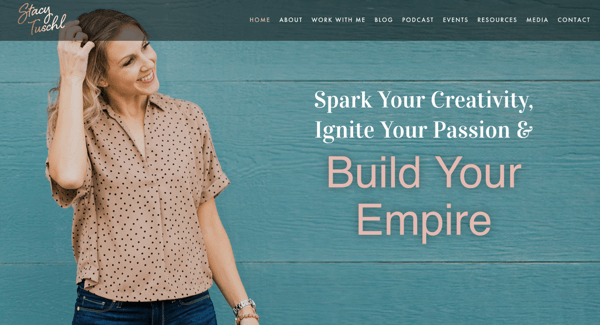 Stacy Tuschls webbplats för She's Building Her Empire.
