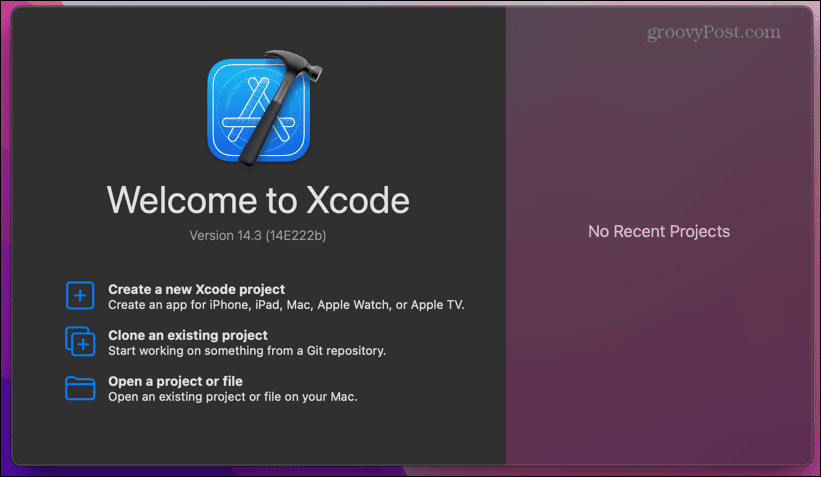 xcode startskärm