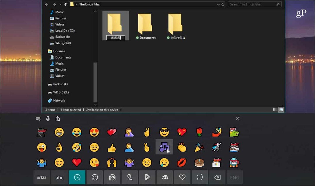 Tryck på Keyboard Emoji File Explorer