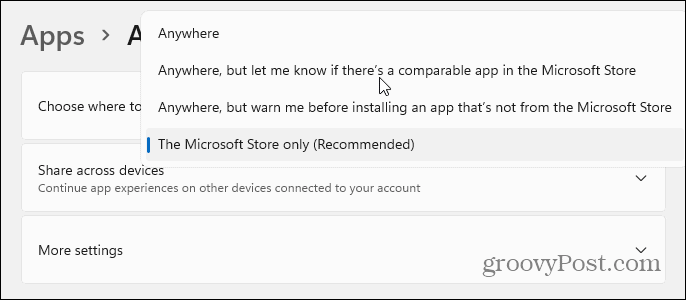 Andra installationsappfunktioner Windows 11