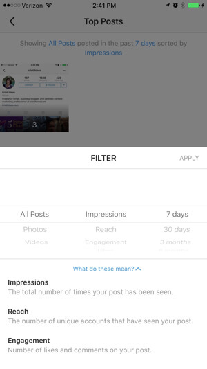 instagram affärsprofil insikter filter