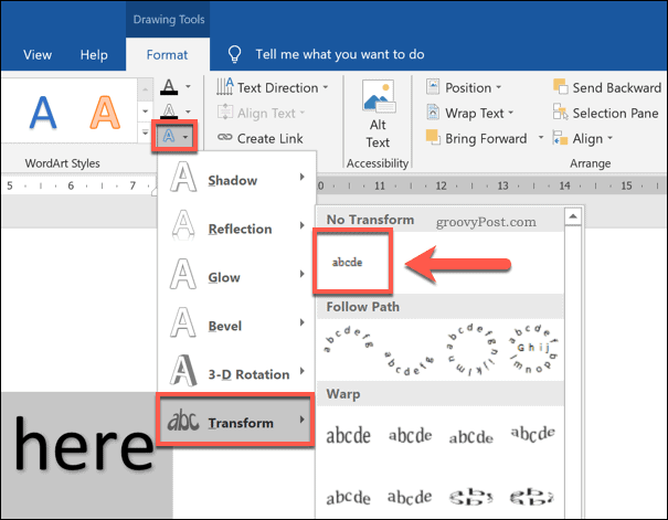 Inaktivera böjda texteffekter i Word