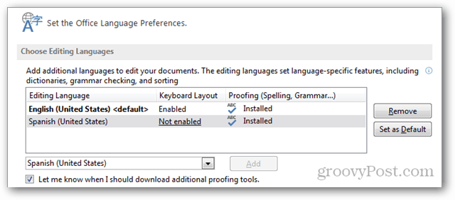Hur du lägger till ytterligare språk till Office 2013