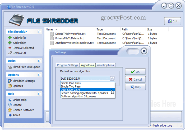 File Shredder säker raderingsverktyg för Windows