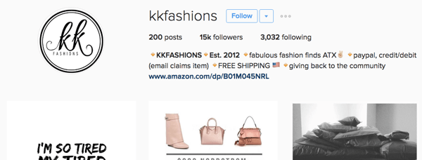 kk mode instagram bio