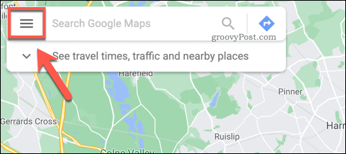Google Maps hamburgare meny ikon