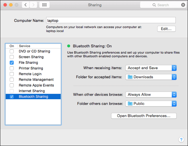 Bluetooth-delning på Mac