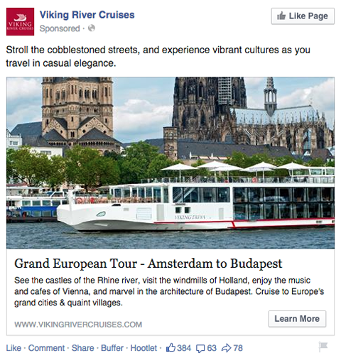 viking river cruises facebook nyhetsflödesannons